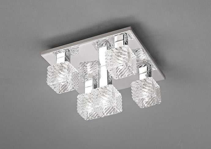 Deco D0162 Accor Ceiling Flush 5 Light G9, 230mm Square, Polished Chrome/Clear Glass