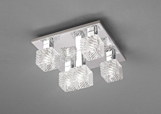 Deco D0162 Accor Ceiling Flush 5 Light G9, 230mm Square, Polished Chrome/Clear Glass