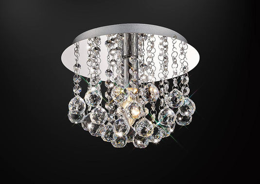 Deco D0141 Acton Flush Ceiling 1 Light E14, 250mm Round, Polished Chrome/Sphere Crystal