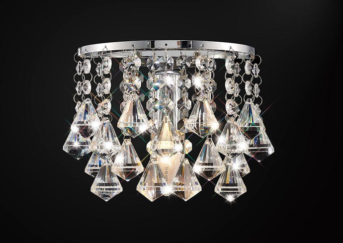 Deco D0161 Acton Wall Lamp 1 Light E14 Switched Polished Chrome/Prism Crystal