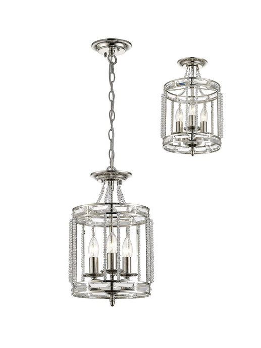 Diyas IL31665 Adina Pendant 3 Light E14 Polished Nickel/Crystal - 38447