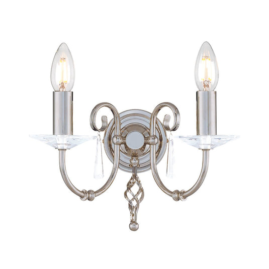 Elstead Lighting AG2-POL-NICKEL Aegean 2 Light Wall Light - Polished Nickel