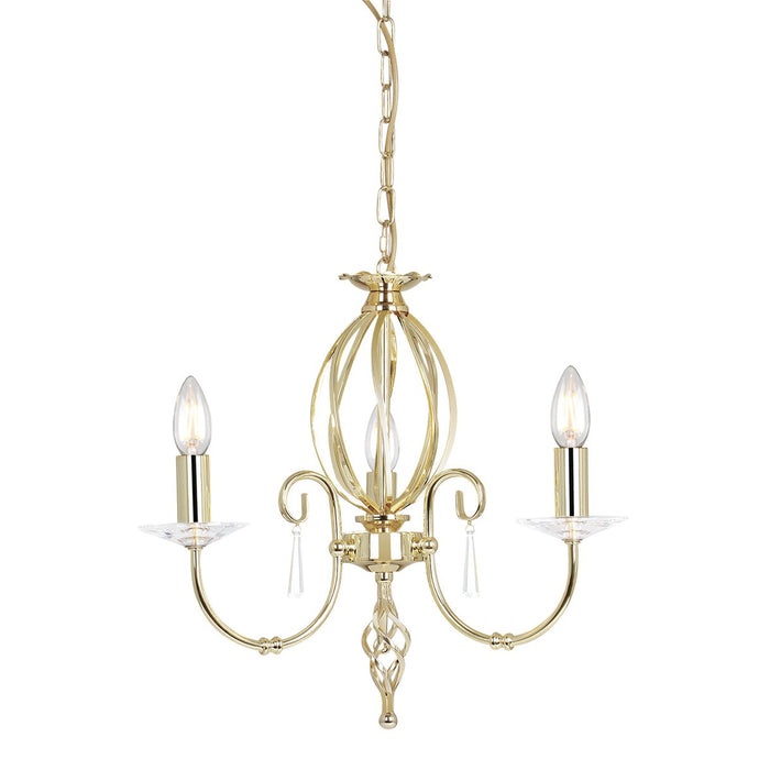 Elstead Lighting AG3-POL-BRASS Aegean 3 Light Chandelier - Polished Brass