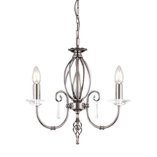 Elstead Lighting AG3-POL-NICKEL Aegean 3 Light Chandelier - Polished Nickel