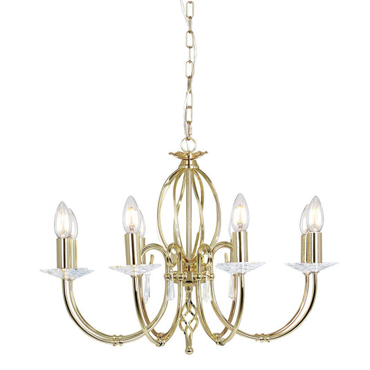 Elstead Lighting AG8-POL-BRASS Aegean 8 Light Chandelier - Polished Brass