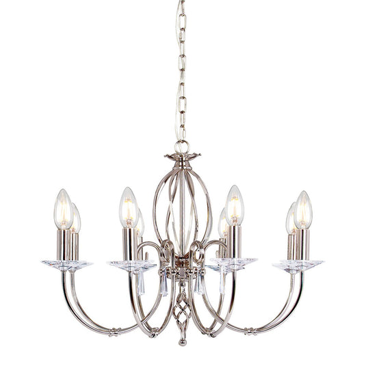 Elstead Lighting AG8-POL-NICKEL Aegean 8 Light Chandelier - Polished Nickel
