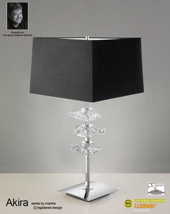 Mantra M0793 Akira Table Lamp 3 Light E27, Polished Chrome With Black Shade