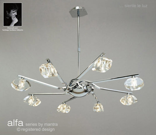 Mantra M0410 Alfa Pendant 8 Light G9, Polished Chrome