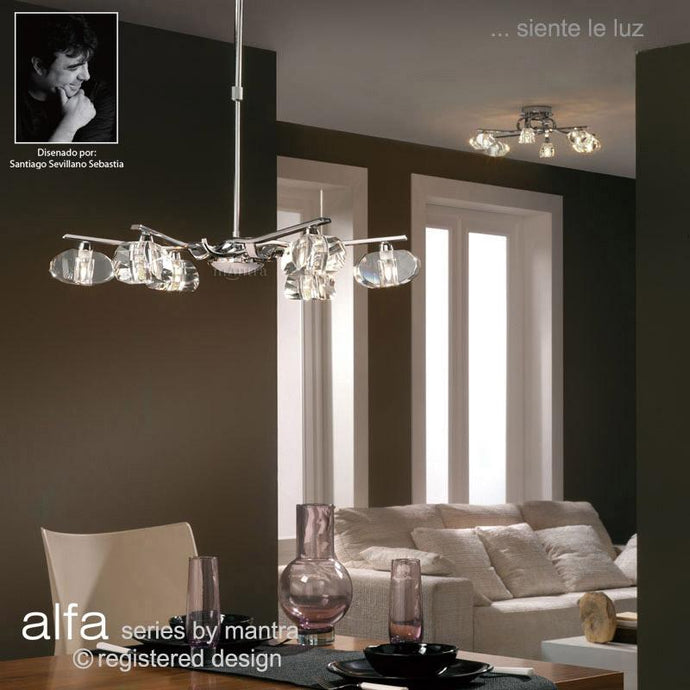 Mantra M0412 Alfa Telescopic Semi Flush Convertible 6 Light G9, Polished Chrome