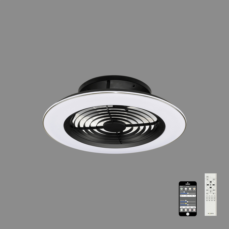 Load image into Gallery viewer, Mantra M7800 Alisio 70W LED Dimmable Ceiling Light With Built-In 35W DC Reversible Fan Black (Remote Control &amp; App) - 42327
