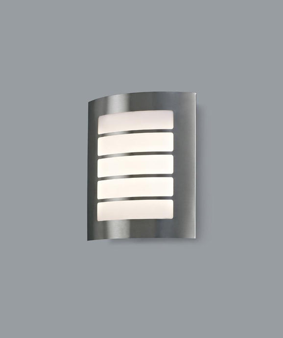 Deco D0263 Allegra Flush Wall Lamp 216mm x 178mm With Rectangular Slot Cover, 14W LED IP44, Ext/Interior, 4000K, Stainless Steel /Frosted Polycarbonate Diffuser