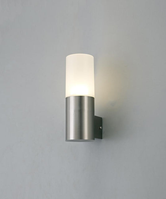 Deco D0261 Alpin Upward Lighting Cylinder Wall Lamp, 10W LED IP44, Ext/Interior, 4000K, Stainless Steel /Frosted Polycarbonate Diffuser