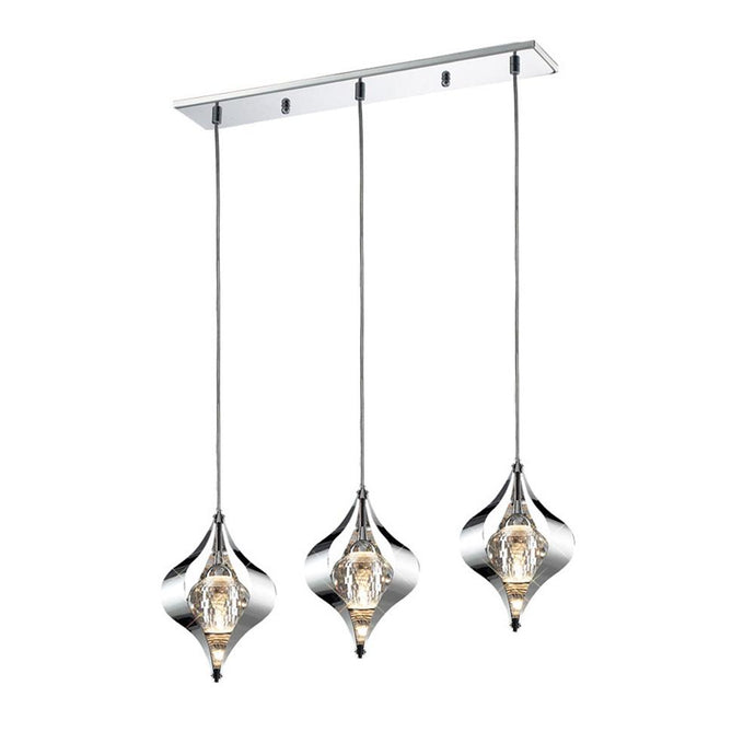 Diyas IL30583 Amano Linear Pendant Line 3 Light Polished Chrome, Crystal - 38094