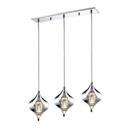 Diyas IL30583 Amano Linear Pendant Line 3 Light Polished Chrome, Crystal - 38094