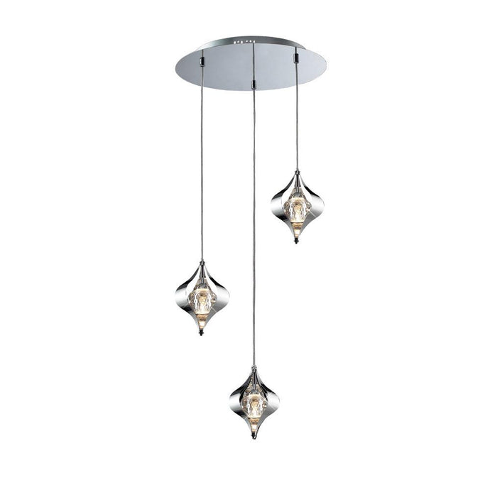 Diyas IL30584 Amano Pendant Round 3 Light Polished Chrome/Crystal - 16458