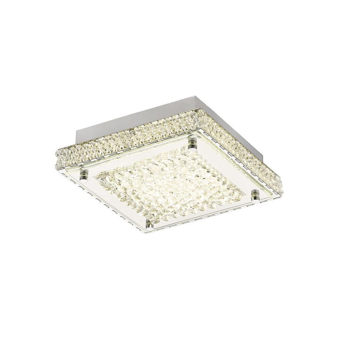 Diyas IL80070 Amelia Square Ceiling 12W 900lm LED 4200K Stainless Steel/Crystal, 3yrs Warranty - 38583