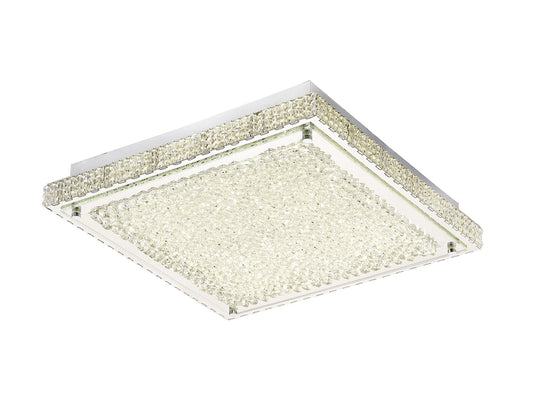 Diyas IL80072 Amelia Square Ceiling 21W 1700lm LED 4000K Stainless Steel/Crystal, 3yrs Warranty - 38585