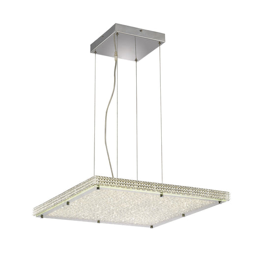 Diyas IL80073 Amelia Square Pendant 44W 4400lm LED 4000K Stainless Steel/Crystal - 38586