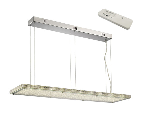 Diyas IL80074 Amelia Linear Pendant 60W 5100lm LED C/W Remote 3000/6000K Stainless Steel/Crystal, (** COLLECTION ONLY **), 3yrs Warranty - 38587