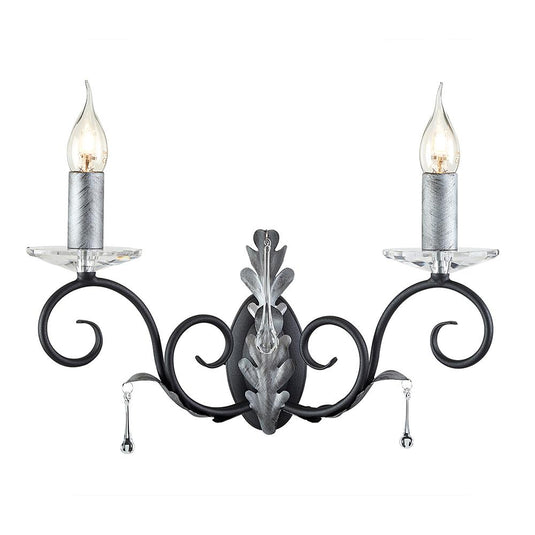Elstead Lighting AML2-BLK-SILVER Amarilli 2 Light Wall Light - Black/Silver