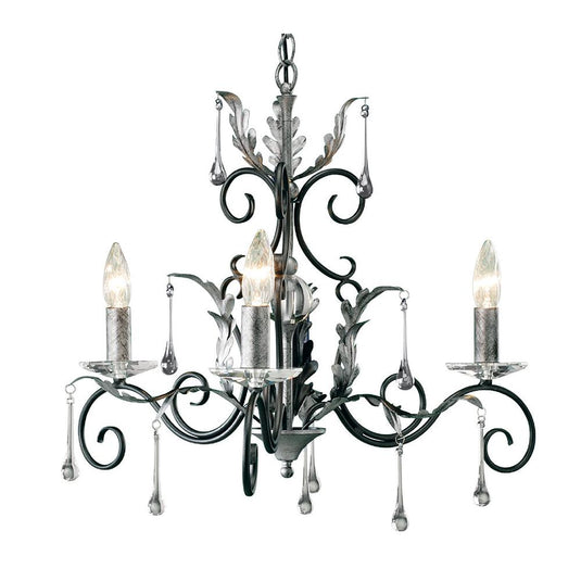Elstead Lighting AML3-BLK-SILVER Amarilli 3 Light Chandelier - Black/Silver