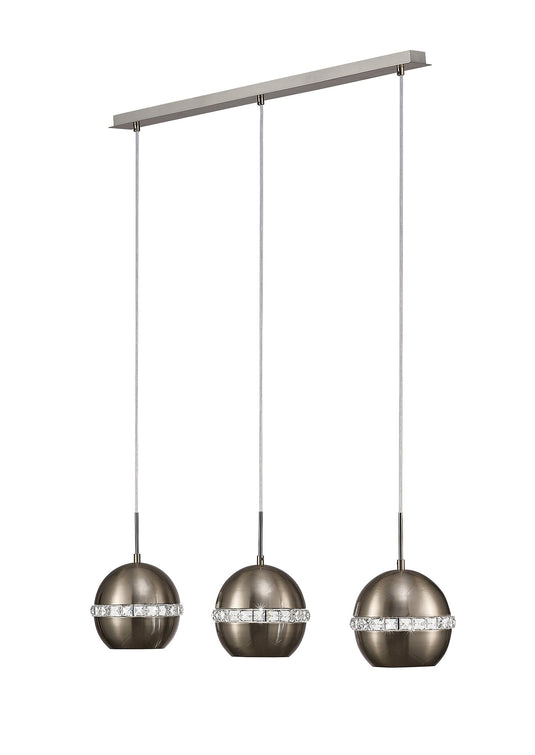 Diyas IL31613 Andrea Pendant 3 Light E27 Linear Polished Chrome/Crystal - 25014