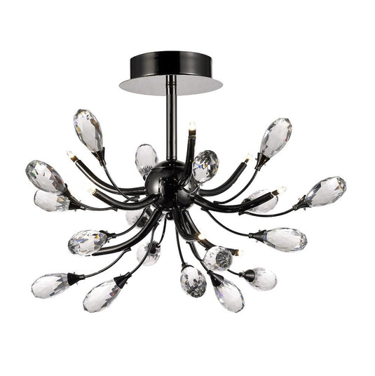 Diyas IL31635 Anita Semi Ceiling 9 Light G4 Black Chrome/Clear Crystal - 38440