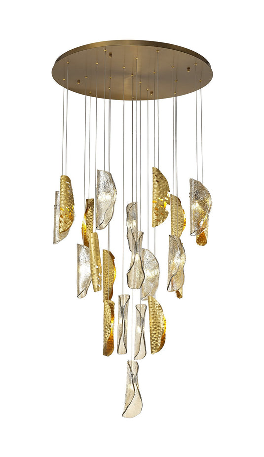 C-Lighting Antares Pendant 5m 21 x G9, Brass Metal Shade & Cognac Glass Item Weight: 24.9kg - 29292