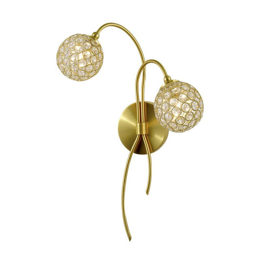 Diyas IL20690 Apollo Wall Lamp 2 Light Satin Brass/Crystal - 37863