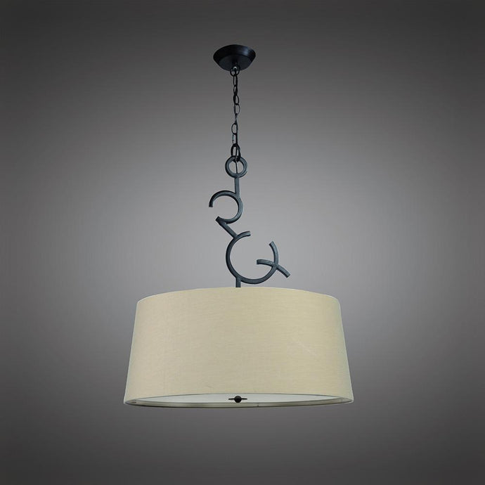 Mantra M5213 Argi Pendant 3 Light E27 Round With Taupe Shades Brown Oxide