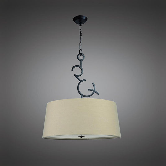 Mantra M5213 Argi Pendant 3 Light E27 Round With Taupe Shades Brown Oxide