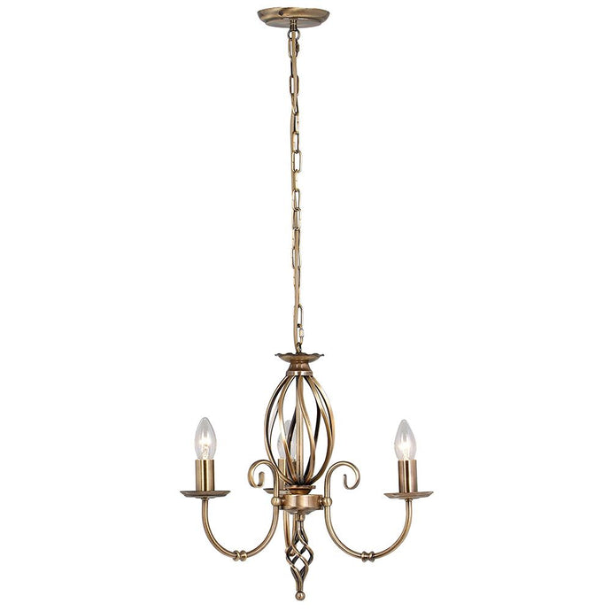 Elstead Lighting ART3-AGD-BRASS Artisan 3 Light Chandelier - Aged Brass