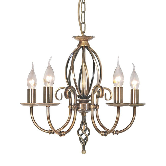 Elstead Lighting ART5-AGD-BRASS Artisan 5 Light Chandelier - Aged Brass