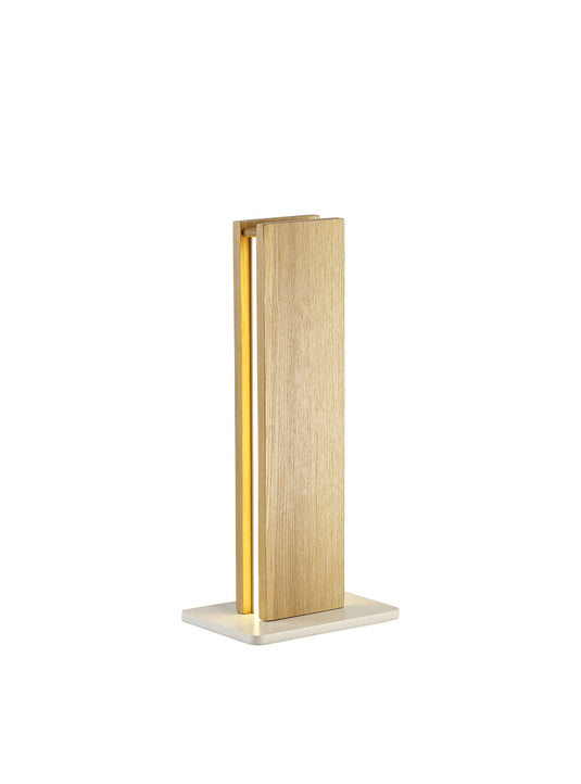 C-Lighting Ashley Table Lamp, 2 x 6W LED, 3000K, 450lm, Oak/Matt White, 3yrs Warranty - 28780