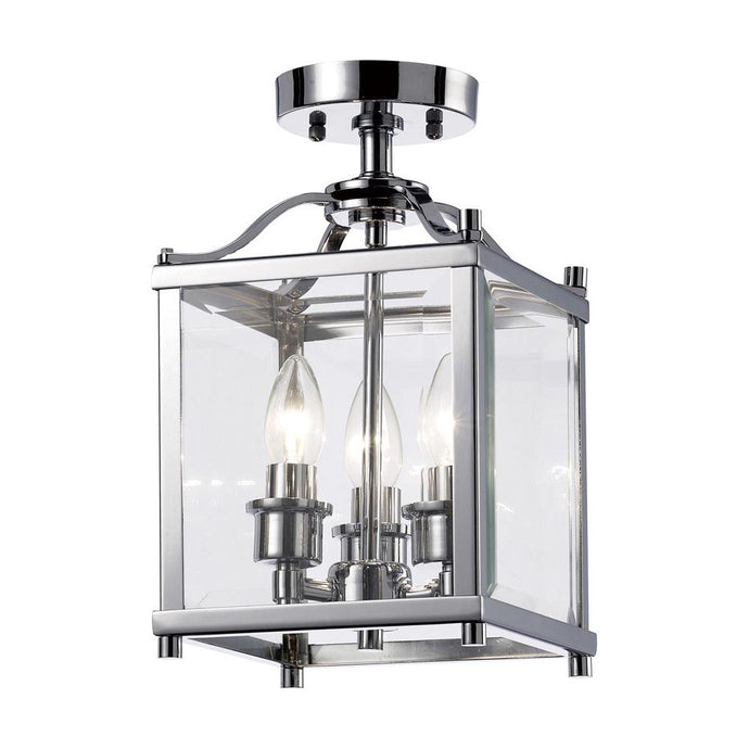 Diyas IL31100 Aston Square Semi Ceiling 3 Light Polished Chrome/Glass - 25757