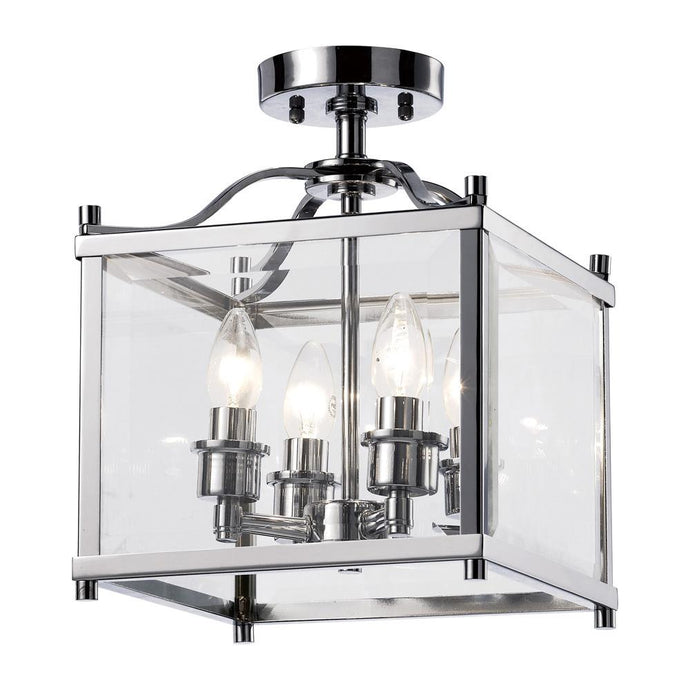 Diyas IL31101 Aston Square Semi Ceiling 4 Light Polished Chrome/Glass - 25758