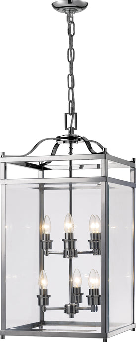 Diyas IL31104 Aston Square Pendant 6 Light E14 Polished Chrome/Glass Item Weight: 16kg - 38271