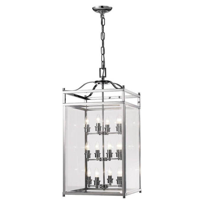 Diyas IL31105 Aston Square Pendant 12 Light E14 Polished Chrome/Glass (Pallet Shipment Only, Additional Charges May Apply.) Item Weight: 22.2kg - 38272