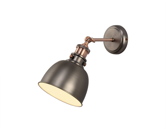 C-Lighting Astra Adjustable Wall Lamp, 1 x E27, Antique Silver/Copper/White - 29169