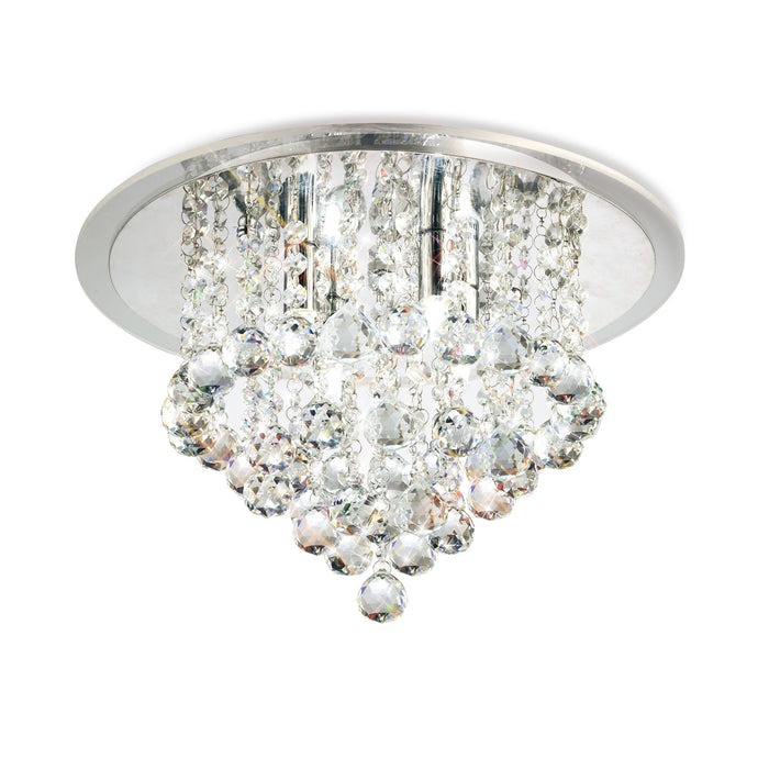 Diyas IL30008 Atla Flush Ceiling 4 Light Polished Chrome/Acrylic Trim/Crystal - 37871