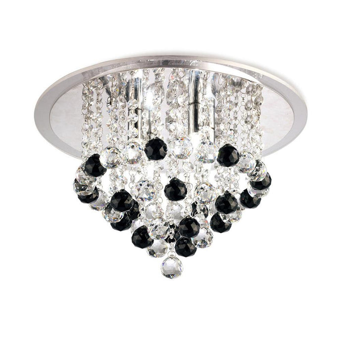 Diyas IL30009BL Atla Ceiling 6 Light Polished Chrome/Acrylic Trim/Crystal Supplied With 25 Additional Black Crystal Spheres - 37874