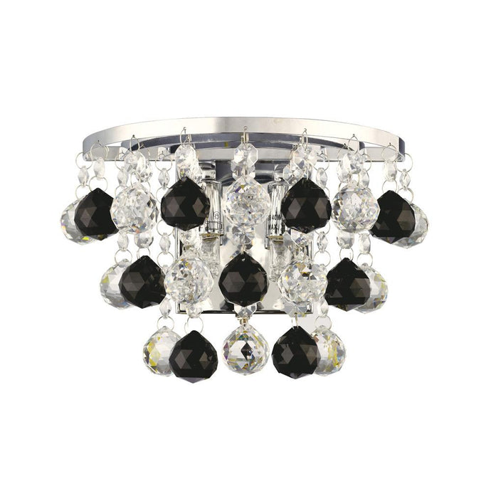 Diyas IL30014BL Atla Wall Lamp Switched 2 Light Polished Chrome/Crystal/Supplied With 9 Additional Black Crystal Spheres - 37880