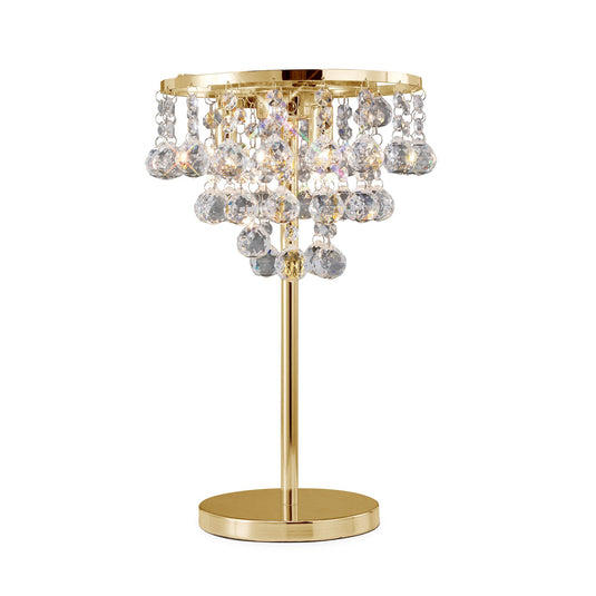 Diyas IL30031 Atla Table Lamp 3 Light French Gold/Crystal - 37893