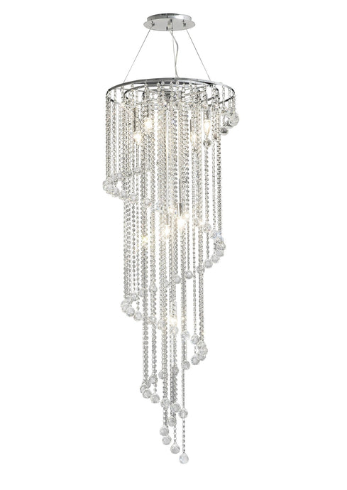 Diyas IL30098 Atla Pendant Spiral 9 Light E14 Polished Chrome/Crystal Item Weight: 15kg - 37964