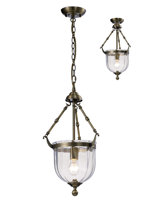 Diyas IL31075 Aubrey Pendant 1 Light Antique Brass/Glass - 38258
