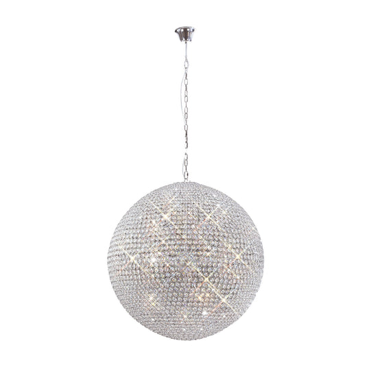 Diyas IL30196 Ava Pendant 18 Light G9 Polished Chrome/Crystal (Pallet Shipment Only, Additional Charges May Apply.) Item Weight: 36kg - 16879