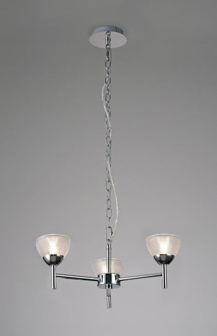 Deco D0413 Avalon Ceiling 3 Light G9 Pendant/Semi Ceiling, Polished Chrome With Clear Prismatic Glass