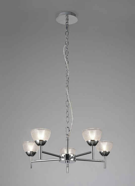 Deco D0414 Avalon Ceiling 5 Light G9 Pendant/Semi Ceiling, Polished Chrome With Clear Prismatic Glass