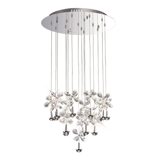 Diyas IL31146 Aviva Pendant Round 16 Light 4000K LED Polished Chrome/Crystal - 38282