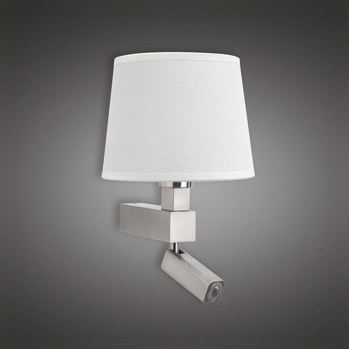 Mantra M5234 Bahia Wall Lamp 1 Light Without Shade E27 + Reading Light 3W LED Satin Nickel 4000K, 200lm,, 3yrs Warranty